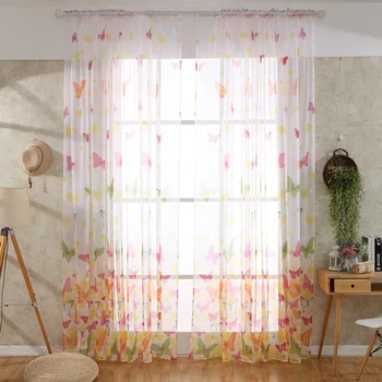 

Butterfly Romantic Tulle Curtain Window Screening For Living Curtains Room Balcony Voile Blinds Drapes Bedroom Sheer