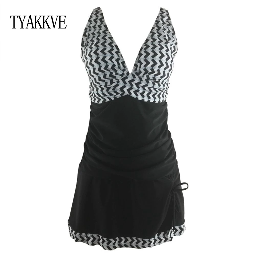TYAKKVE Push Up Tankini 2020 Two Piece Swimsuit Skirt Plus Size Swimwear Women Tummy Control Bathing Suit Swim Dress Female XXL