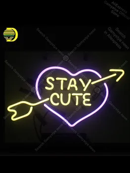 

Stay Cute Neon Sign Glass Tube Heart Shape Love neon light Sign Recreation room Cool Neon Signs Lamp Logo neon lights for rooms