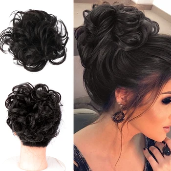 

LUPU Black Brown Curly Scrunchie Chignon Synthetic Messy Hair Bun Drastring Ponytails Hairpieces For Women High Temperture Fiber