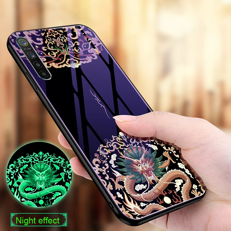 Светящийся чехол для Oppo Realme X2 Pro Find XT Reno 3 S6 5 A9 2020 2F из закаленного стекла