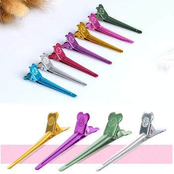 Online 6Pcs Edelstahl Metall Ente Mund Haar Clips Friseur Salon Schellen Haar Schönheit Styling Werkzeuge DIY Home