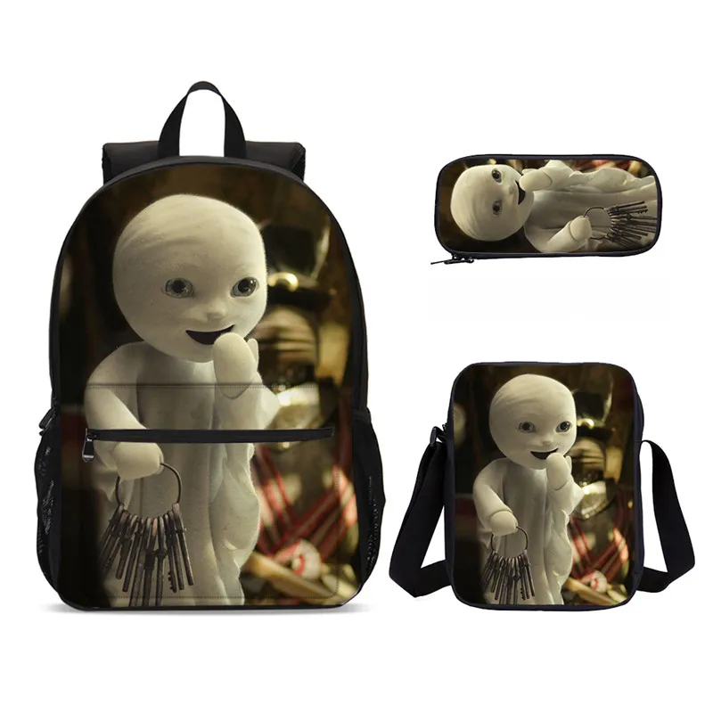 

3Pcs/Set Portfolio School Bags For Boys Girls Fashion The Little Ghost Letter 3D Printing Backpacks Kids Bookbag Mochila Escolar