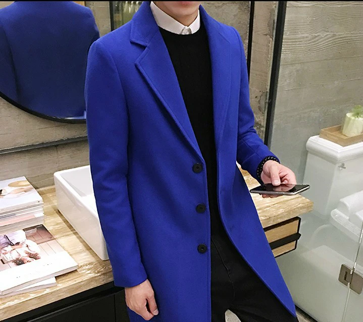 Royal Blue Men Wool Coat | Royal Blue Woolen Jacket | Blue Overcoat ...