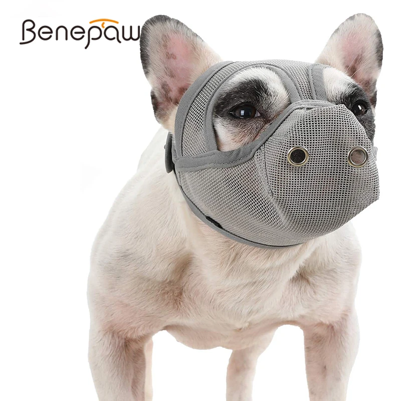 Короткий собачий намордник Benepaw регулируемый дышащий сетчатый с язычком дизайн