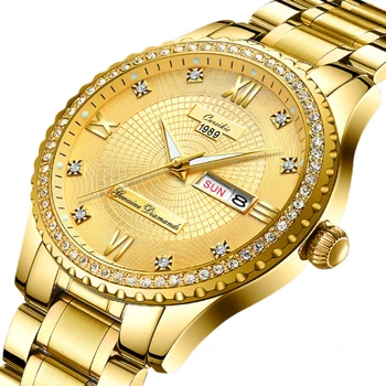

2020 Luxury Men's Rhinestone Watches Men Date Business Sport Watch Stainless Steel Belt Quartz Watch Men Clock Relogio Masculino
