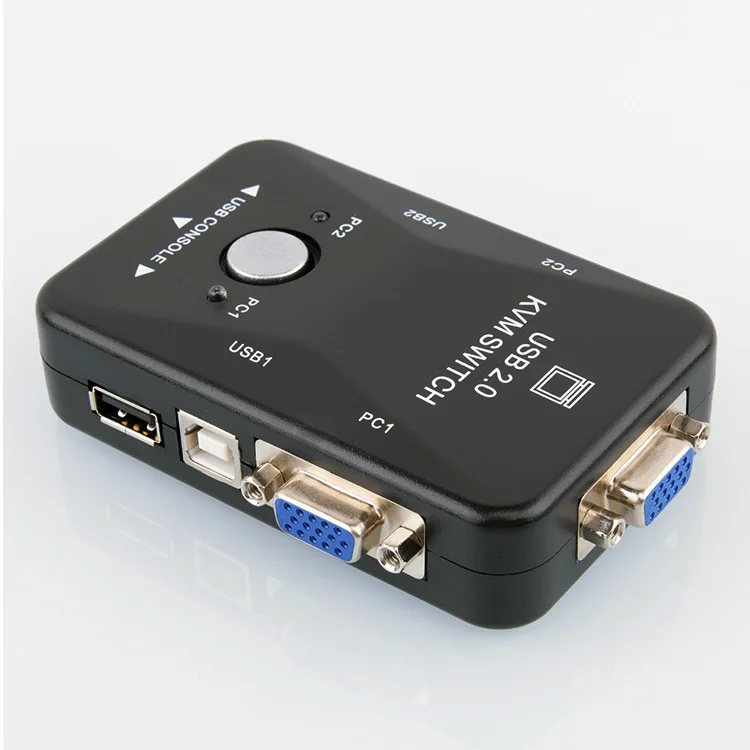 Прямая с фабрики KVM переключатель 2-портовый ручной переключатель VGA USB с клавиатурой и Мышь переключателя два и один выход