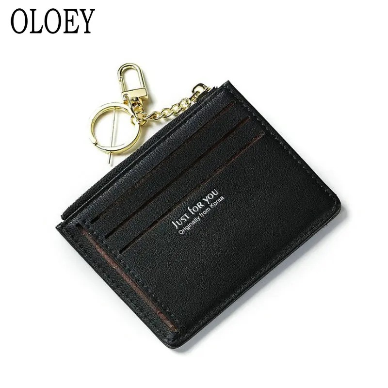 OLOEY/ Кошелек для монет из искусственной кожи, маленькие сумки для карт, клатч с блестками, кошелек для ключей, женские мини-кошельки, держатель для карт, Одноцветный - Цвет: Черный