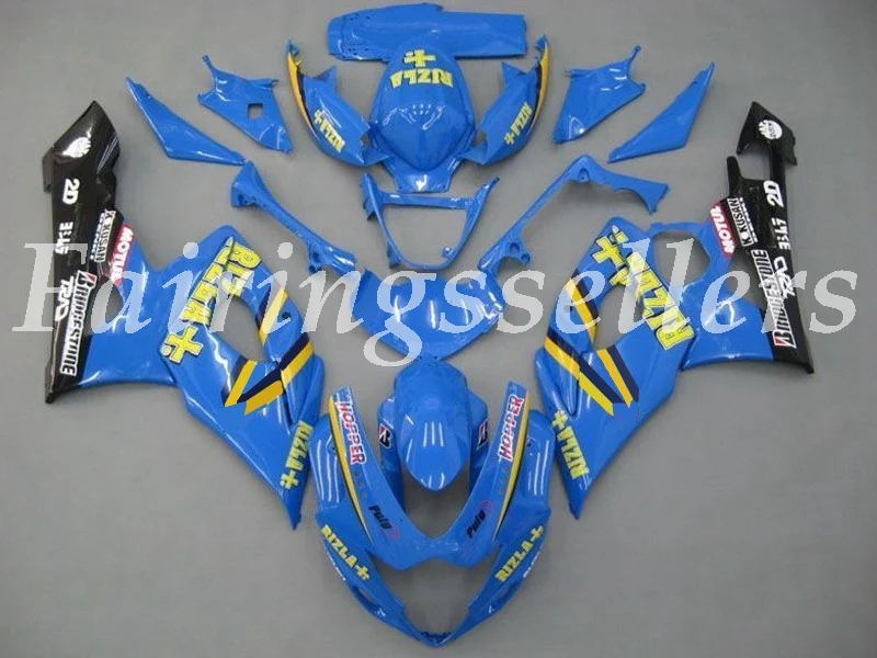 Литье под давлением ABS мотоцикл обтекатели комплект подходит для Suzuki GSX-R1000 2005 2006 gsxr1000 05 06 Обтекатели глянцевый белый стиль - Цвет: Blue