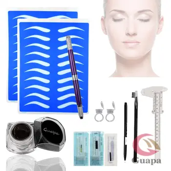 

Eyebrow Microblading kit Eyebrow Micro Needling Pen Set with Pigment Ink Cups Holder 12pin Blade Practice Skin Waterproof Pencil