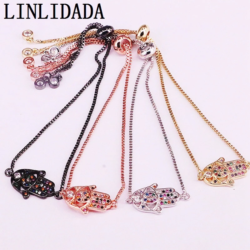 10 шт модные ювелирные подарки мульти CZ микро Pave Хамса ручной браслеты смешанные цвета