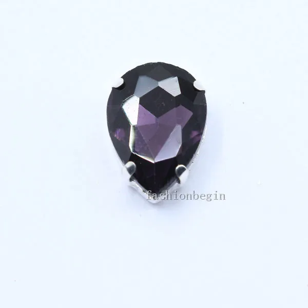 violet 4x6 6x 8 10 x14 13x18 18*25 20x30x30x40 мм 24 цвета каплевидные стеклянные камень шить на Кристальный, серебряный, со стразами основание кнопки для одежды - Цвет: violet