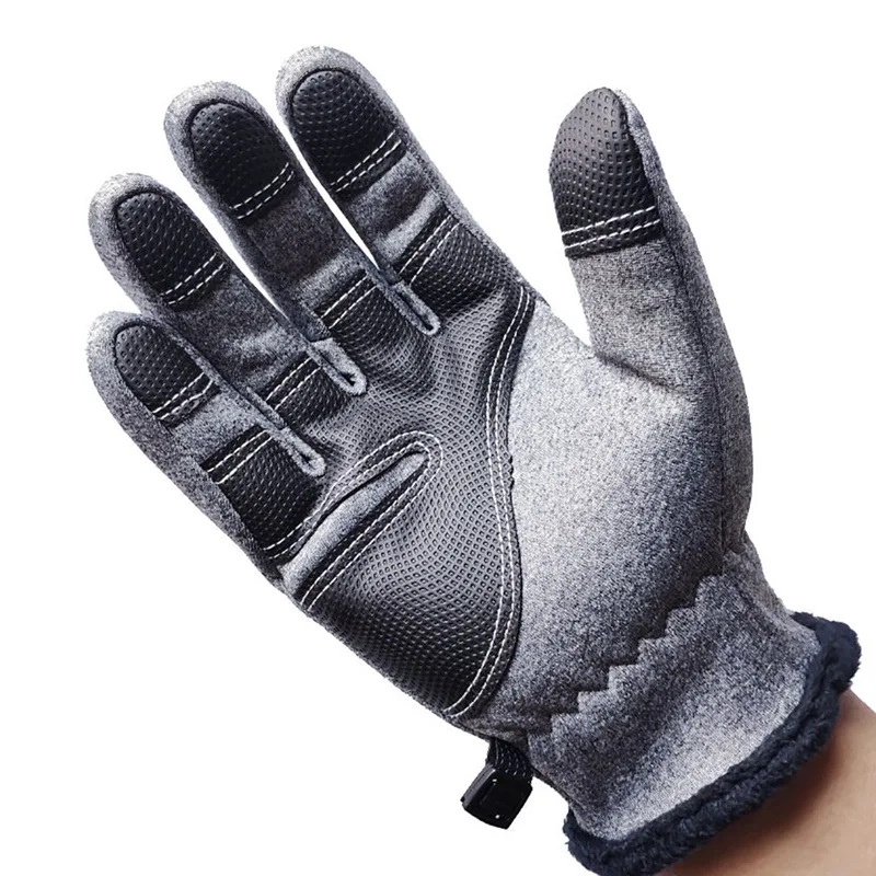 Унисекс Зимние перчатки для сенсорного экрана теплые ветрозащитные перчатки на молнии с бархатной подкладкой водонепроницаемые противоскользящие перчатки для катания на лыжах
