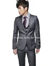 

Custom Made Blazer Trousers Slim Fit Grey Groom Tuxedo Notch Lapel 3Pcs Man Suits Groomsman Wedding Suits(Jacket+Pants+Vest+Tie)