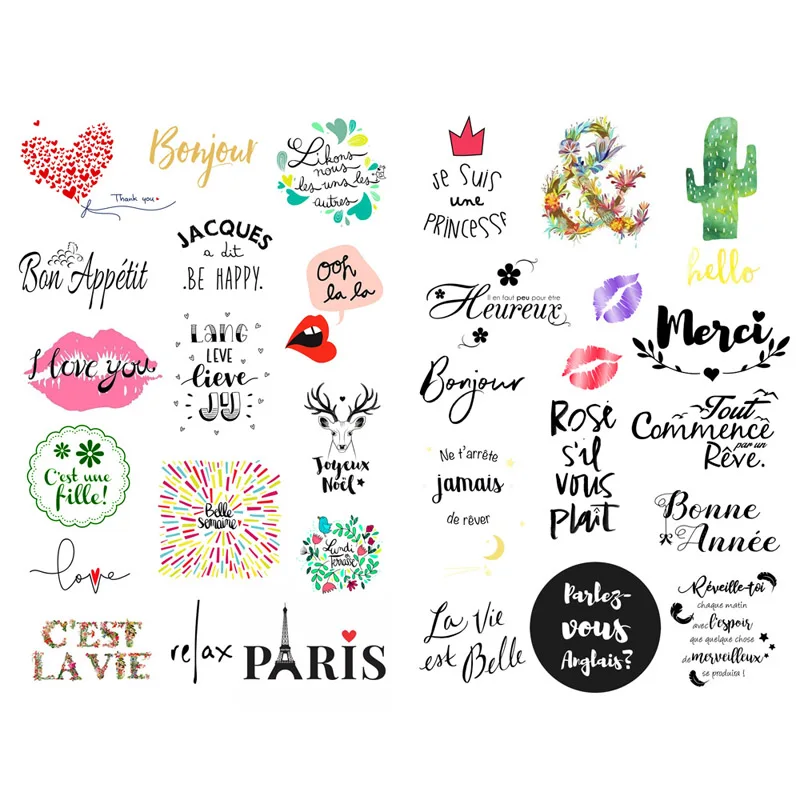1 pcs french text bless words precut cute aesthetic bullet
