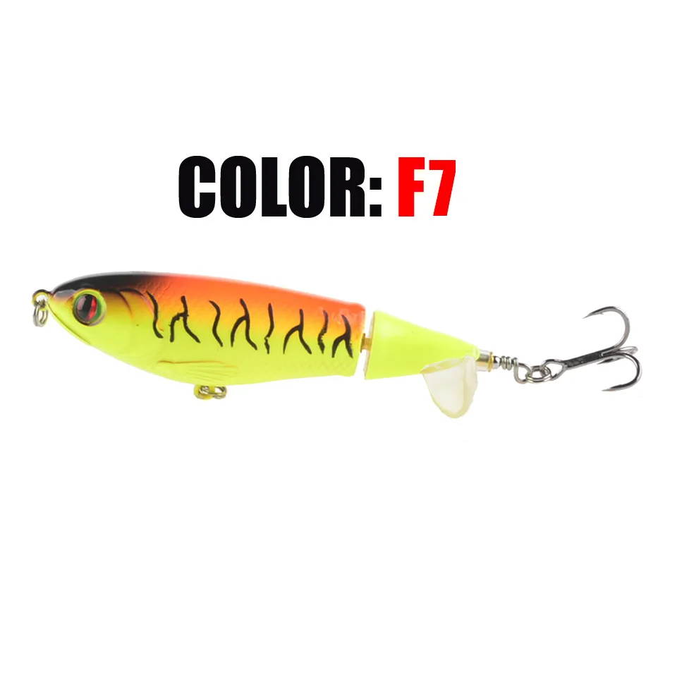 F7 1 шт. качество Whopper Plopper 90 мм/17 г Топ воды Поппер жесткая приманка для рыбалки воблеры вращающийся мягкий хвост рыболовные снасти - Цвет: F7