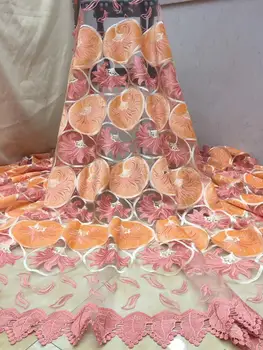 

top quality new arrival embroidered tulle net lace fabric with flower JOY-22919 african net lace velet fabric for party dress