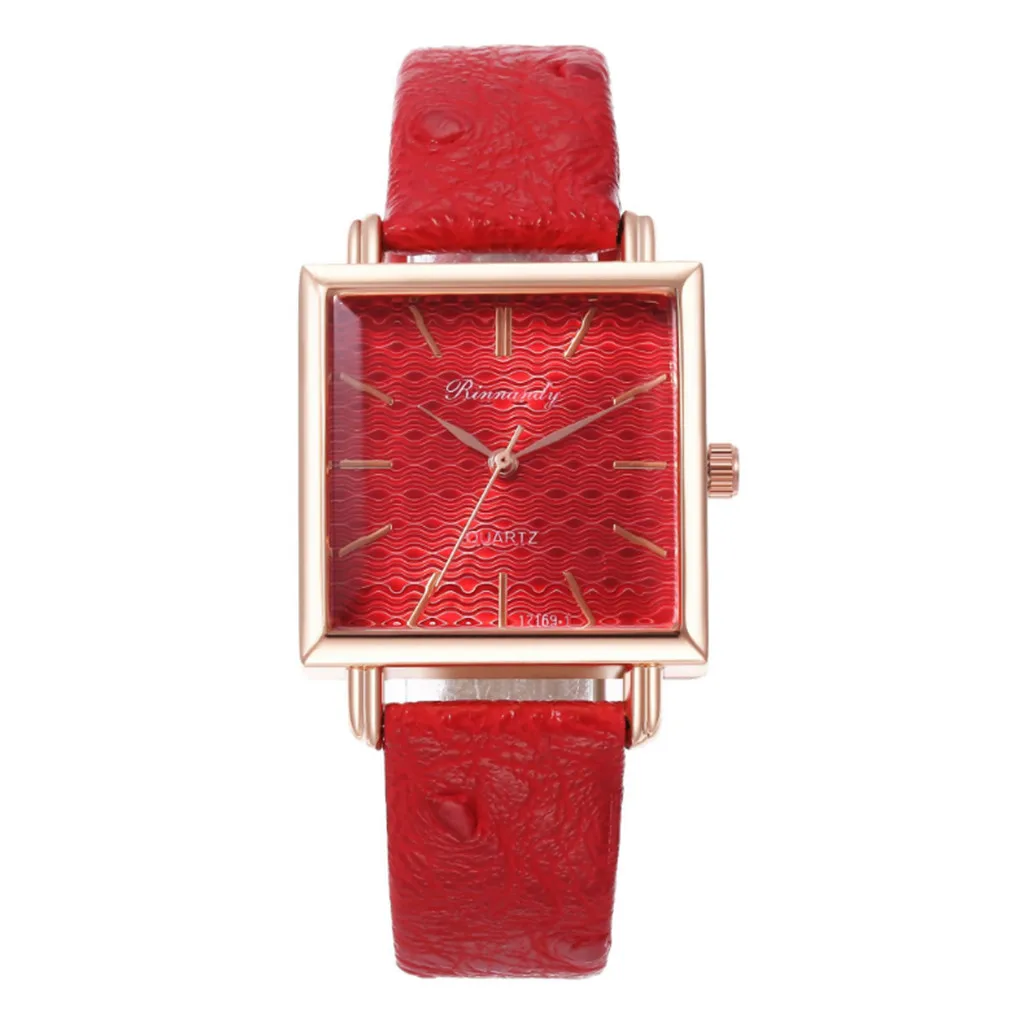 Simple Fashion Women Watches Square Ladies Watch Casual ripple Dial Leather Quartz Wristwatch часы женские reloj mujer /d |