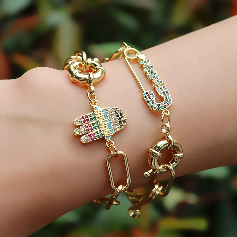 Уникальный браслет Hamsa Hand Mama весенние круглые ювелирные изделия для мам подарки