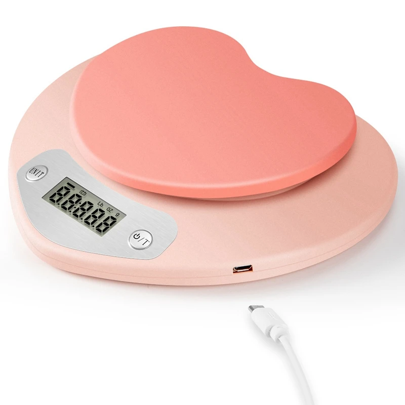 Multi-Function Kitchen Food Scale Digital Display Measures in g oz lb  5kgx1g Beautiful Heart Scale Pink Scale Food Scale - AliExpress