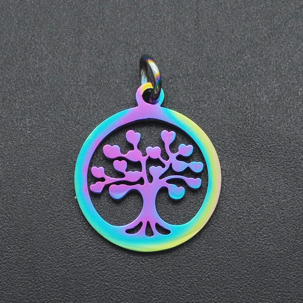 5pcs/lot 316 Stainless Steel Rainbow Wish Tree DIY Pendant Jewelry Necklace Charms Factory Prices Order|Charms| - AliExpress