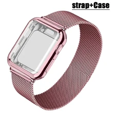 

Case+Strap for Apple Watch Band 41mm 45mm 42mm 38mm Accessories stainless steel bracelet Magnewtic loop iWatch series 4 5 se 6 7