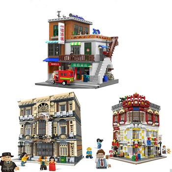 

MOC City streetview The Maritime museum Village in the City bookstore Creator expert Architecture building blocks toys for kids