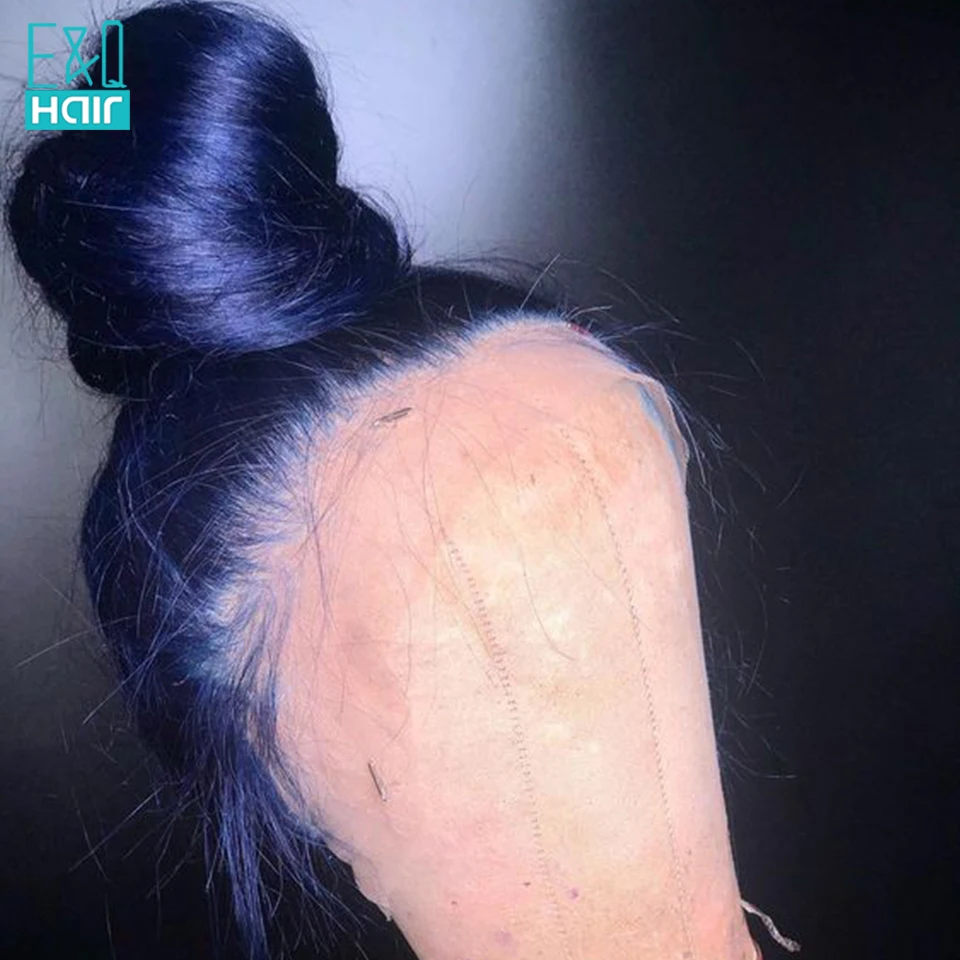 Dark Blue Color Straight Lace Front Wig Pre Plucked Hairline Brazilian Remy13x6 Lace Human Hair Wigs With Baby Hair 130 Density