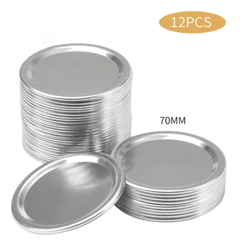 

Stainless steel top covers oxidation-resistant rings of screw bands 12 sets of mason jar lids with wide mouth canning discs mug