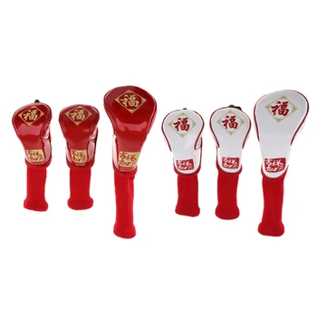 

3 Pieces Golf Club Headcovers Golf Gift Sets Flag Putters Clubs Gear Equipment for Driver Fairway Hybrid Embroidery