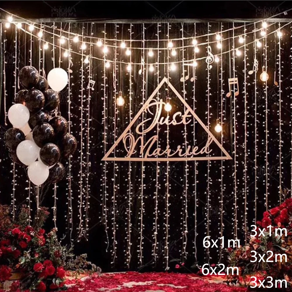

3x1/3x3/6x2m 300 LED Icicle fairy String Lights Christmas led Wedding Party Fairy Lights garland Outdoor Curtain Garden Decor