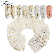 Наклейки для нейл-арта 30 шт Золотой Серебряный ноготь водный стикер перо цветок Паук Дизайн Наклейка для украшения ногтей Дизайн ногтей маникюр