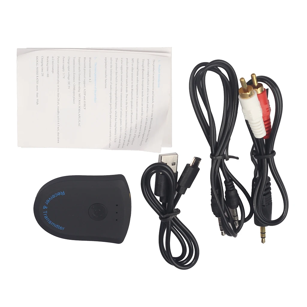 2 in 1 Transceiver w/ 3.5mm Male to 2RCA Male Cable HIFI Adapter for TV MP3