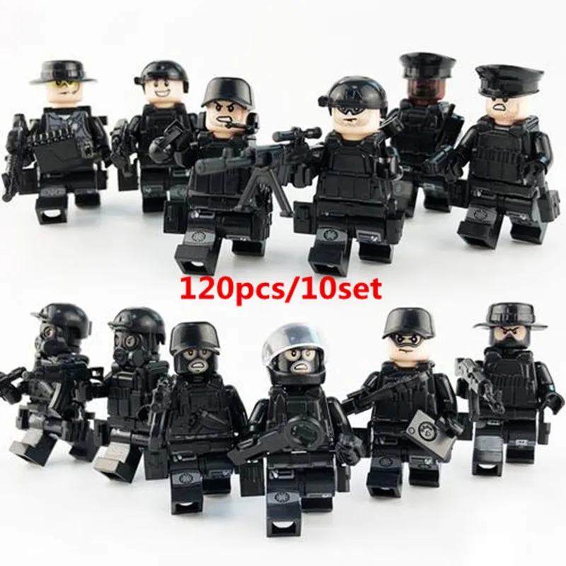 

12ps/set Compatible Military Special Forces Soldiers ww2 SWAT team figures building blocks toys world war 2 minifigured