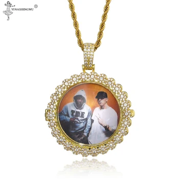 

Custom Photo Memory Medal Pendant Tennis Chain Necklace Hip Hop Photo Frame Men Women Necklace Award Fashion Jewelry Accessories