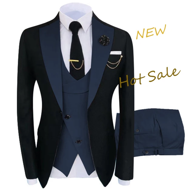 Nuovo Costume Homme bbiglimento popolre Luxury Prty Stge bito d uomo Groomsmen Regulr Fit Tuxedo 3 Peice Set gicc + pntloni + gilet|Suits|  