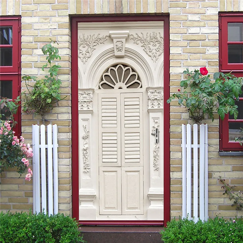 Европейский стиль мода жизнь дизайн двери-стикер деревянная дверь ремонт украшения плакат искусство дома стены самоклеющиеся Фреска Декор - Color: DZMT032