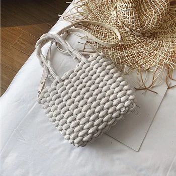 

Brand Desinger Bucket Bags for Women 2020 Summer Weaving Beach Bag Handmade Shoulber Messenger Bag Casual Bohemia Bali Handbag