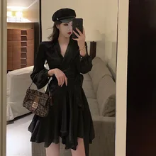 Стиль женское платье элегантное женское на шнуровке приталенное асимметричное платье с v-образным вырезом