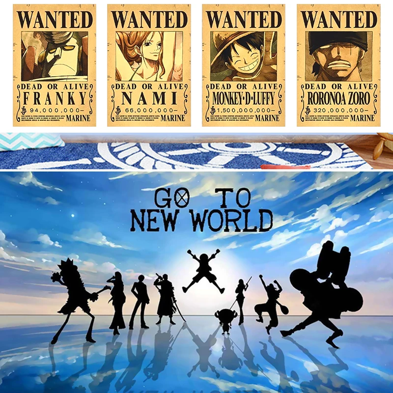 Hot Luffy Action Figure Wanted Poster Craft Print Wall Sticker Vintage  Japanese Anime Stickers One Piece Wallpaper Paintings - AliExpress