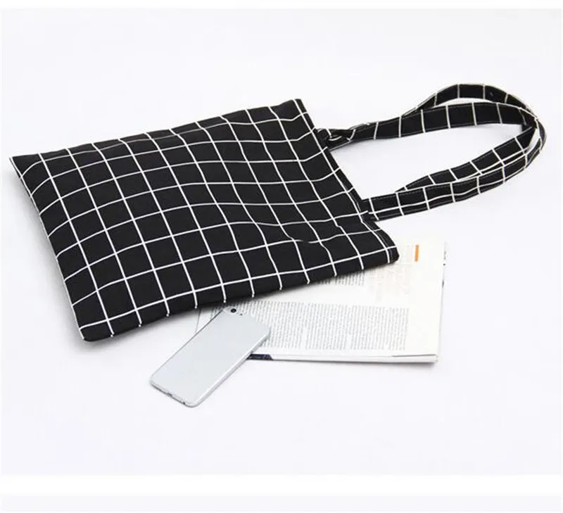 Moda Mujer Estudiante Bolso De Lona Lino Plaid Hombro Bolso Eco Compras Gran Capacidad 2020 Nuevas Bolsas De Alta Calidad