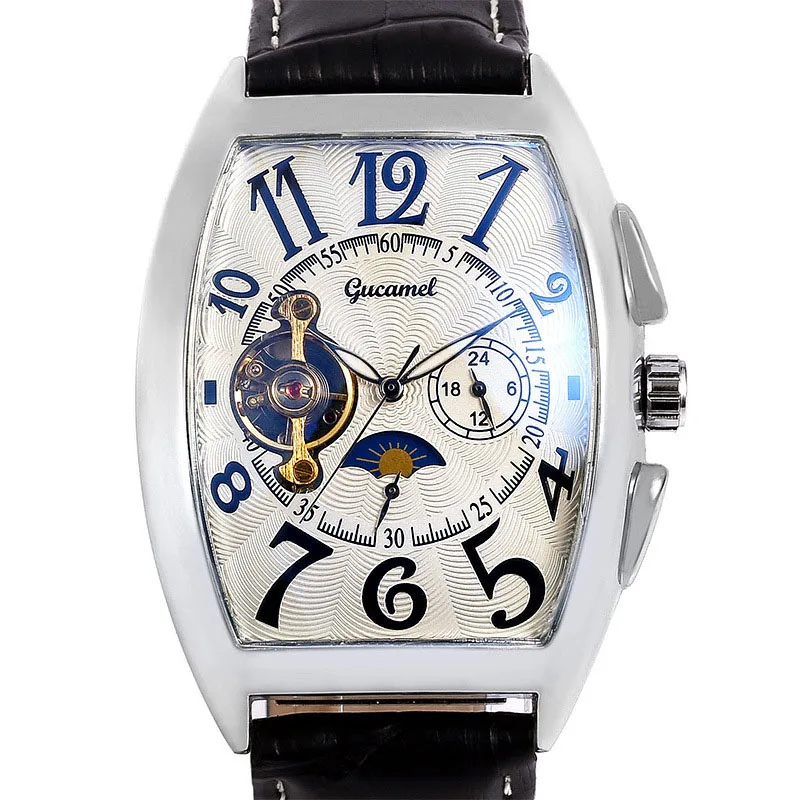 man color 2 Мужские кожаные часы с циферблатом Star morning Tourbillon, автоматические механические часы - Цвет: man color 2