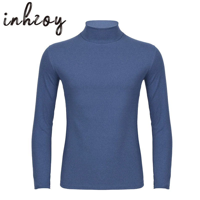 Autumn Winter Solid Color Thermal Underwear Tops Men's Base Layer Shirt Long Sleeve Turtleneck Stretchy Warm Undershirt for Male |