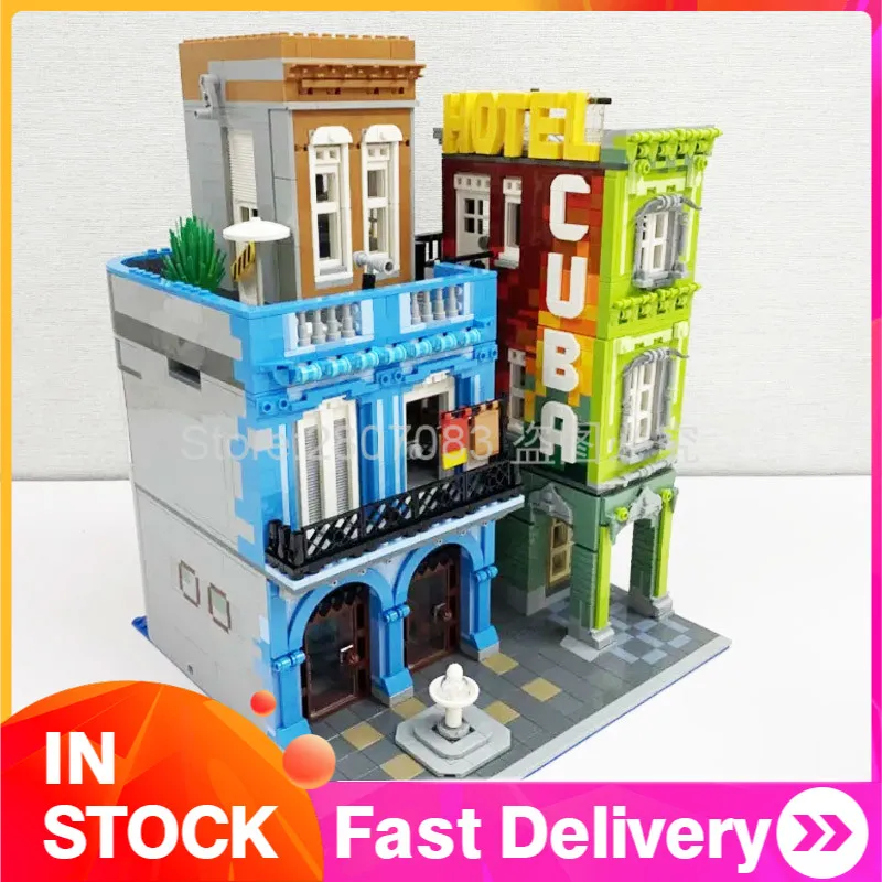 

UG-10182 In Stock Creator Street View Moc Cuba Hotel Homestay Brigade Model Building Blocks 4143pcs Bricks Kids Toys Gift