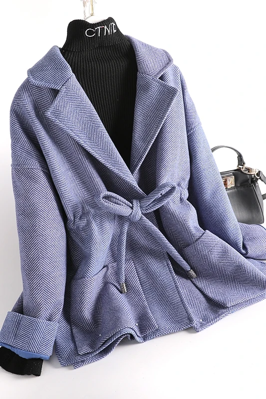 ZP670 шерстяное пальто женское короткое Новинка в елочку Хаундстут Корейская версия свободная Тонкая Повседневная шерстяная ткань