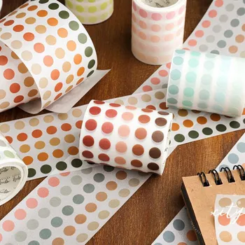 

50pcs Colorful Dots Washi Tape Decorative Sticker Scrapbooking Masking Adhesive Stickers Diary Albums Cute Papeterie Stationery