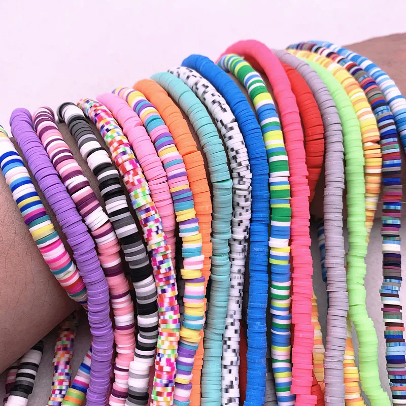 Beads Spacers Jewelry Making-Findings Polymer Clay DIY Handmade Flat Round Loose 6mm