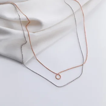 

THIN VERY 1MM 1pc Real. Solid 925 Sterling Silver White/Golds lucky round ball Beads Pendant choker Necklace 41cm GTLX1914
