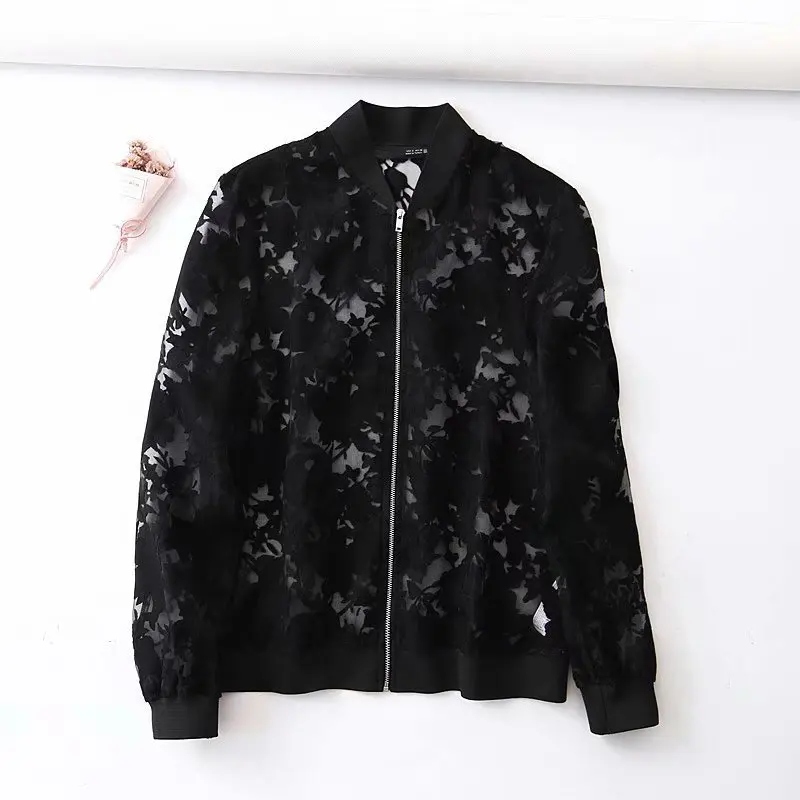 

Popular new XQ8-50-9259 European and American fashion style translucent printed jacket