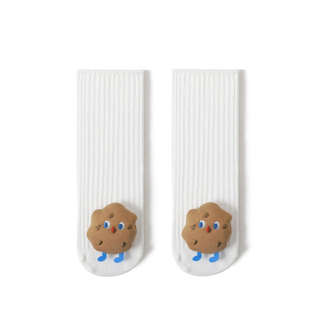 Cute Baby Socks Double Needle Worsted Cotton Korean Cartoon Medium Tube Infant Socking Newborn Toddler Sock